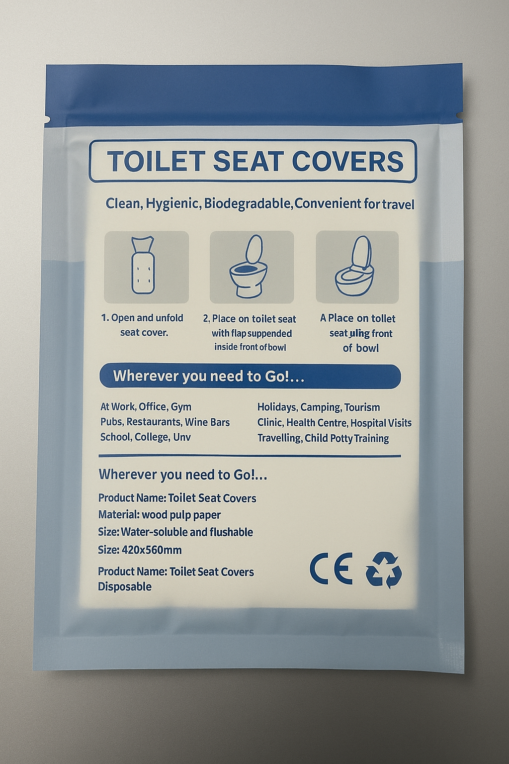 Flushi™ XL Single-Use Biodegradable Toilet Seat Cover